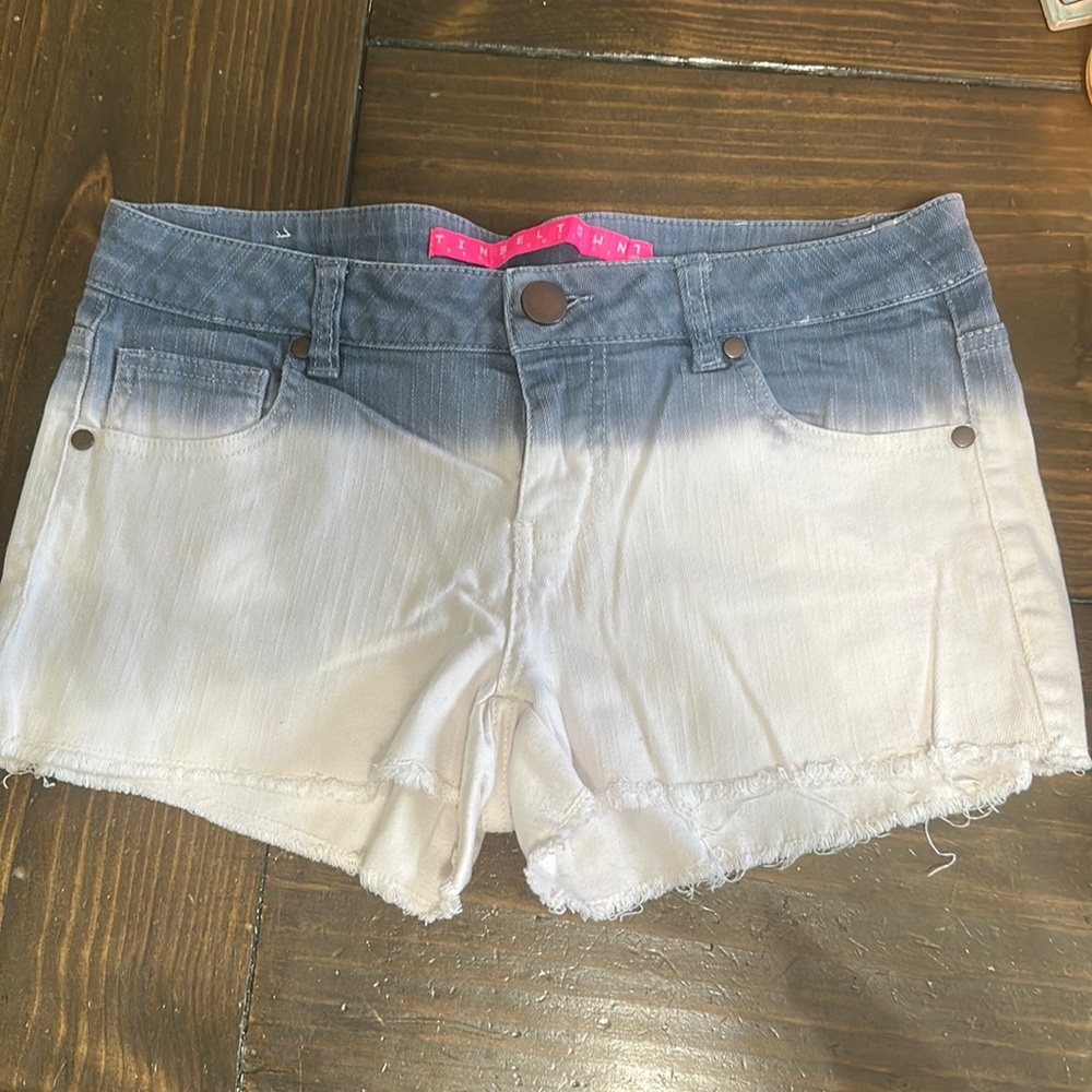 White and blue Jean shorts
